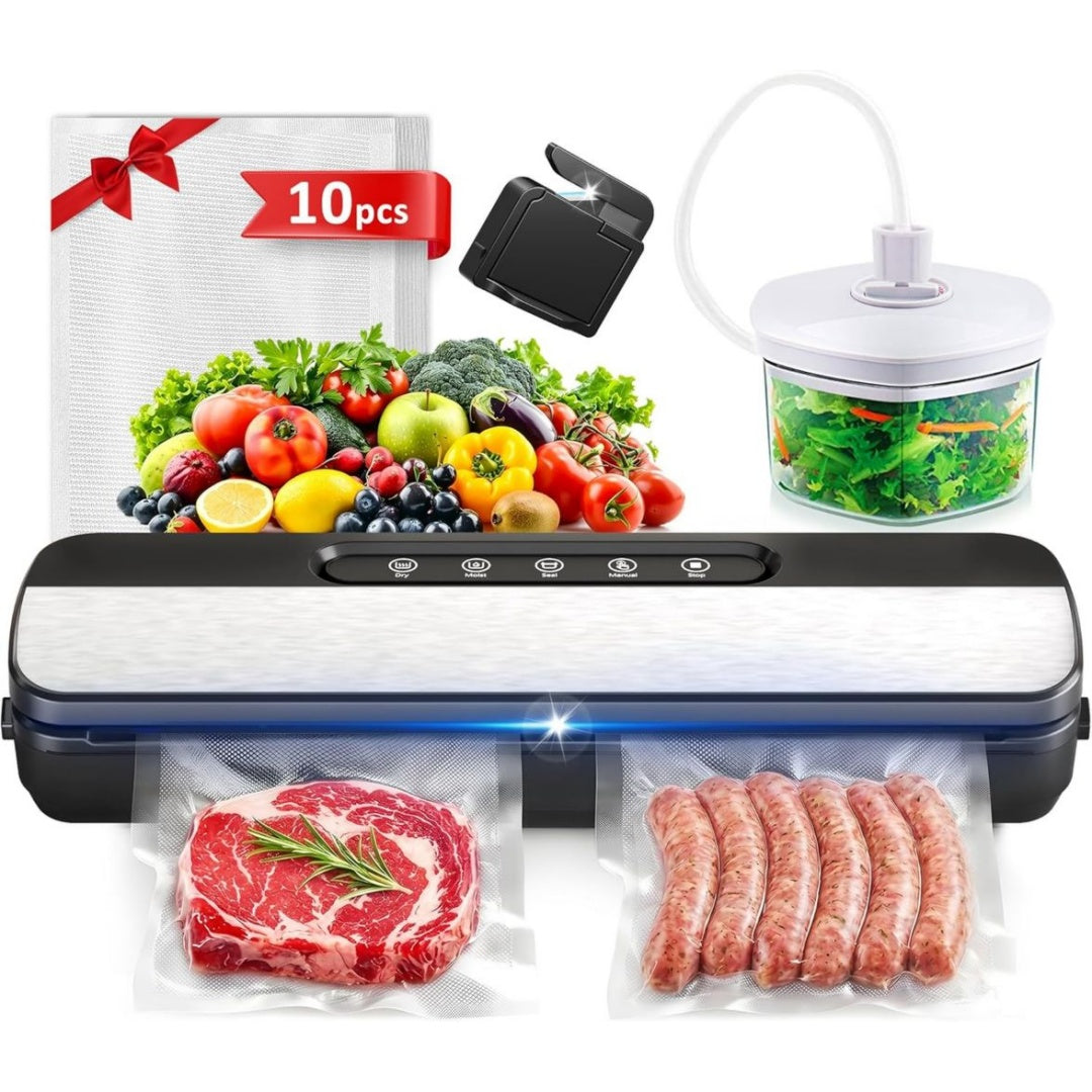 Appareil de mise sous vide en bambou 2000 w 1 l noir